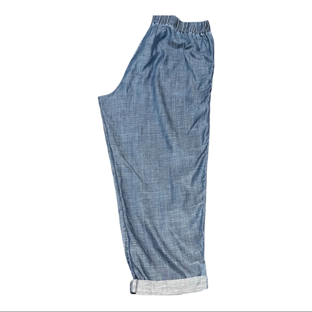 Talbots Drawstring Cuffed Pant Chambray Blue Deni… - image 7